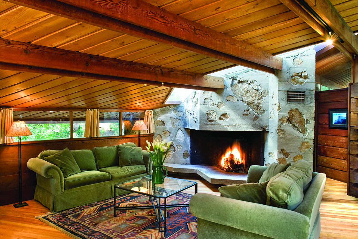 living room with fireplace